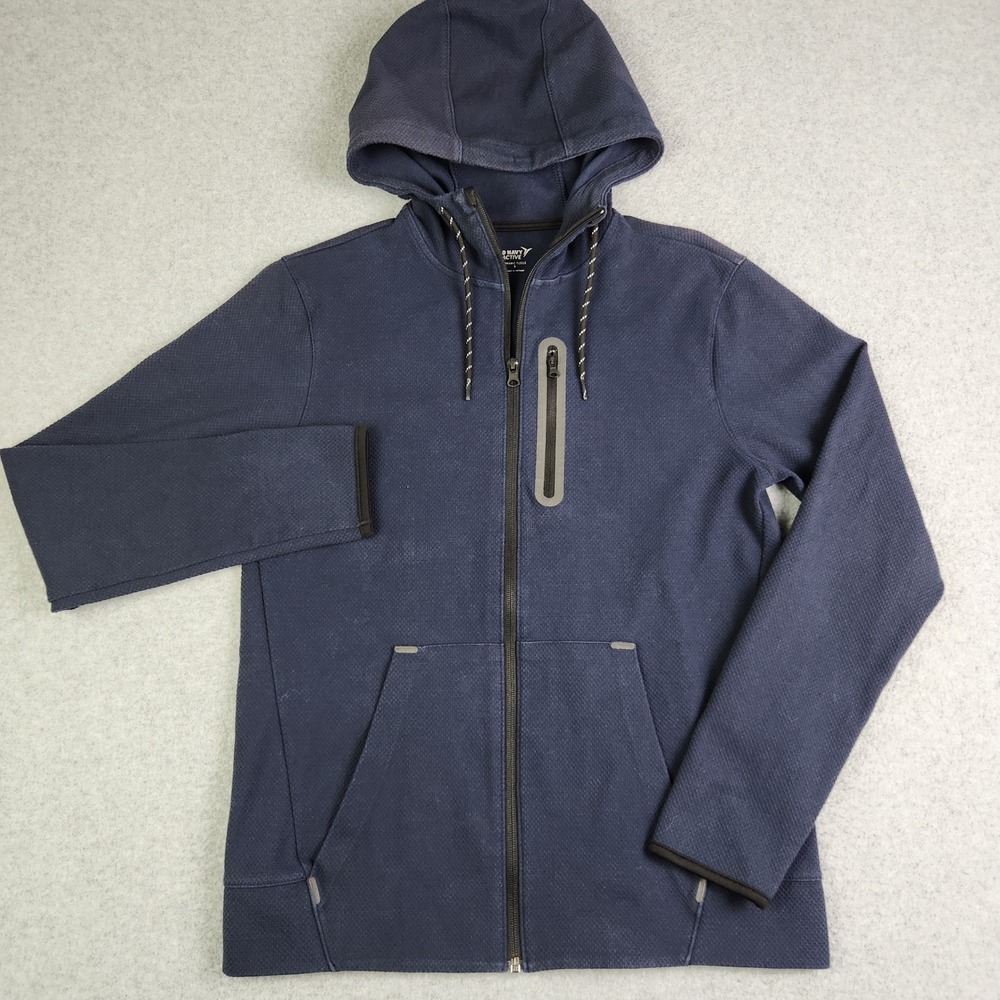 Old Navy Active Dynamic Fleece Hoodie Mens Small Navy Blue Cotton Outdoor Zip Up